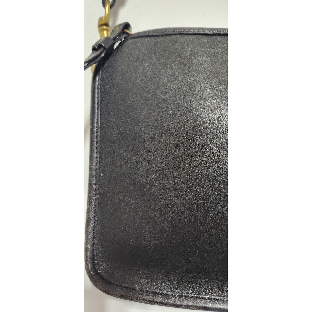 Vintage Coach Basic‎ bag Black Leather Crossbody Bag Zip Shoulder Brass Hardware - Picture 2 of 11